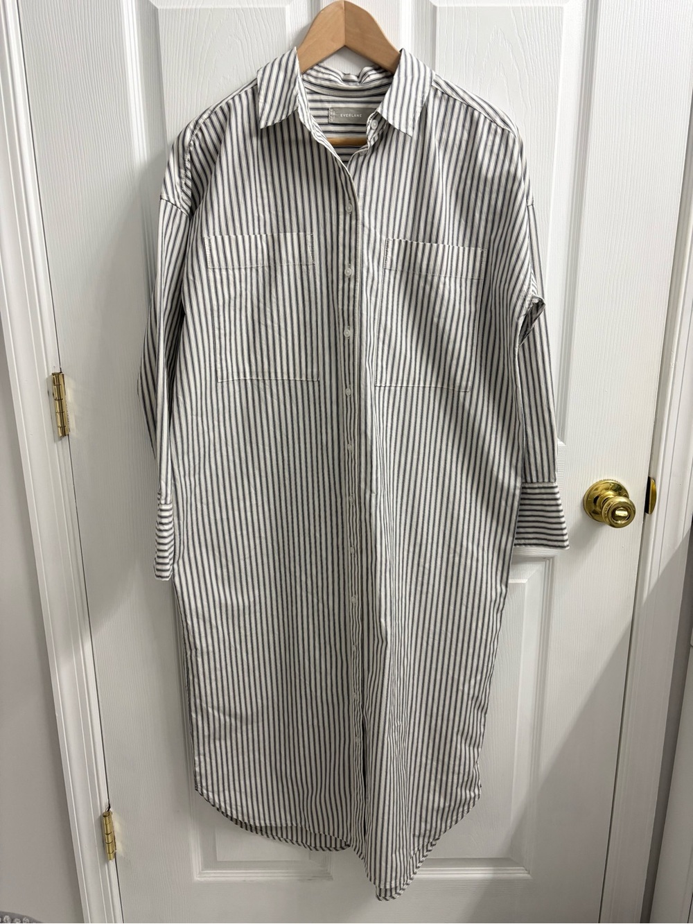 Everlane Shirt Dress Button Up White Womens Small Minimalist Coastal Chic Cotton